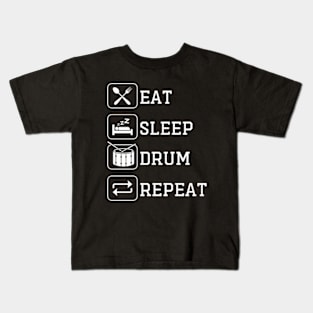 Eat Sleep Drum Repeat Drummers Retro Kids T-Shirt